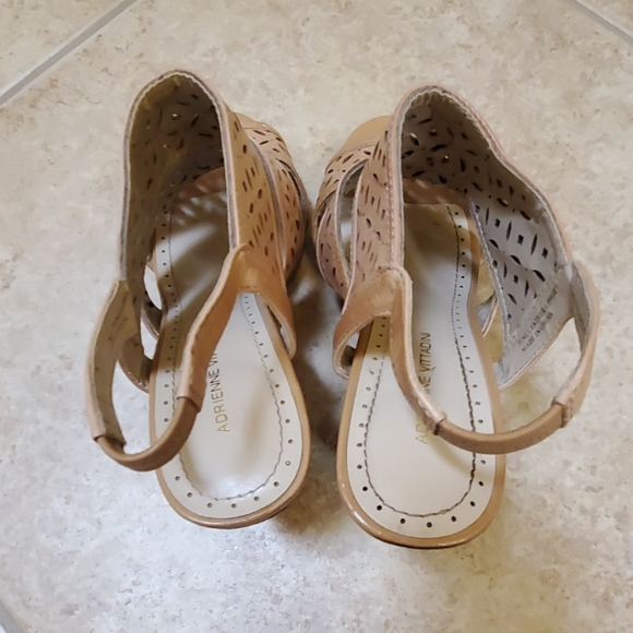 Tan leather women's heel sandals - Picture 4 of 7